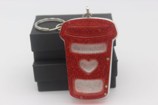 Coffee Cup Keychains! Heart or Star!